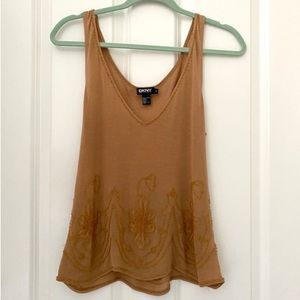 Vintage DKNY Women's Beaded Embroidered Tank Top